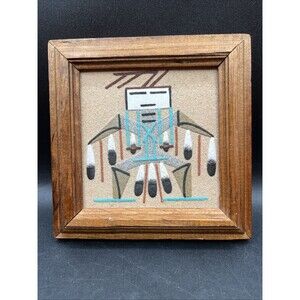 Vintage Signed Navajo Native American Indian Art Sand “Big Thunder” 5.5X5.5